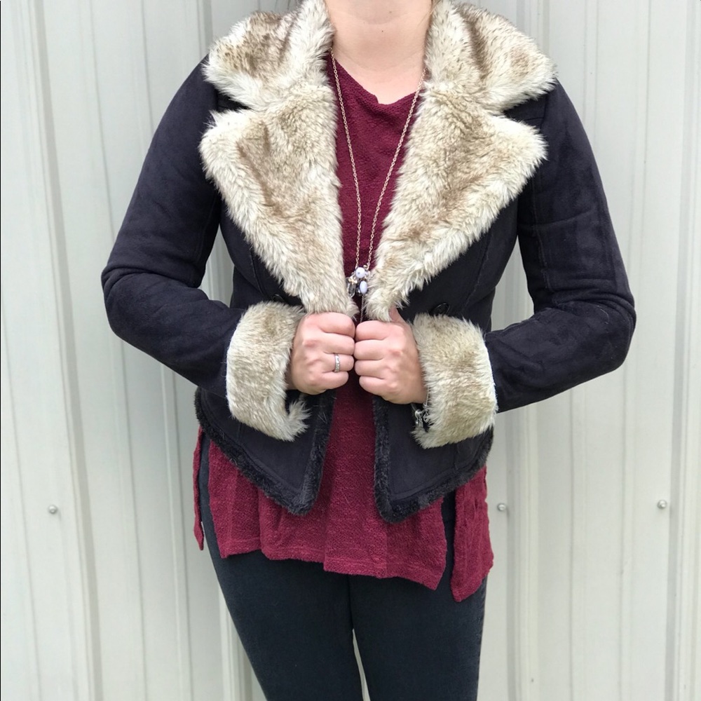 Winter Blazer with Fur Collar
